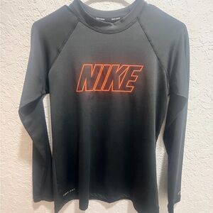 Nike Black Long Sleeve with Bold Orange Logo